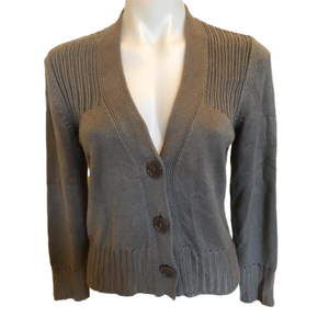 Olsen Grey Knit Button Down Long Sleeve Cardigan
